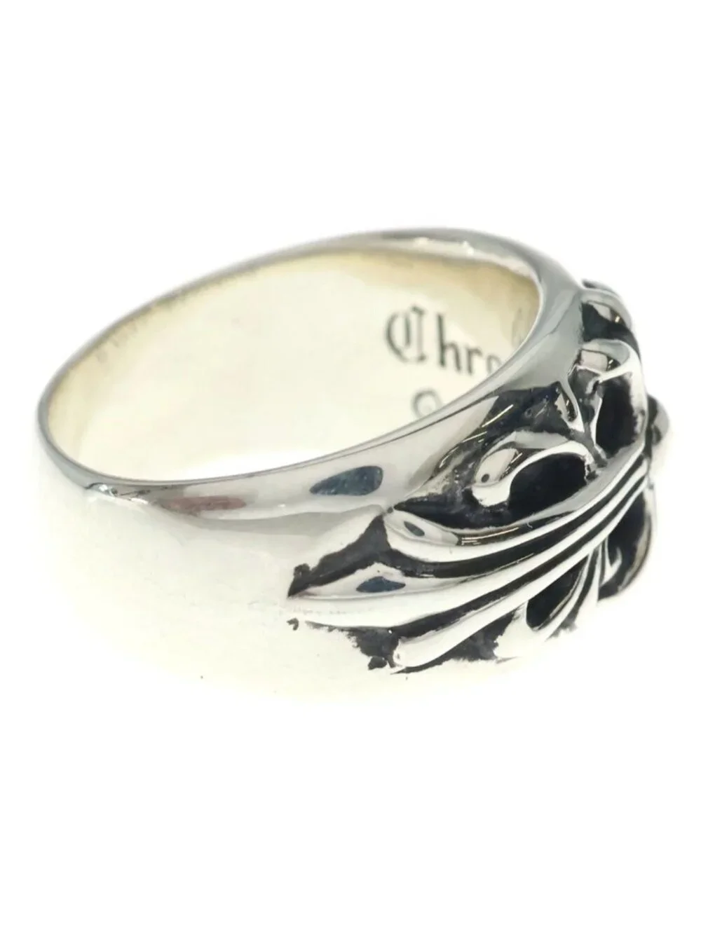 Chrome Hearts Flrl Crs Floral Cross Ring Silver